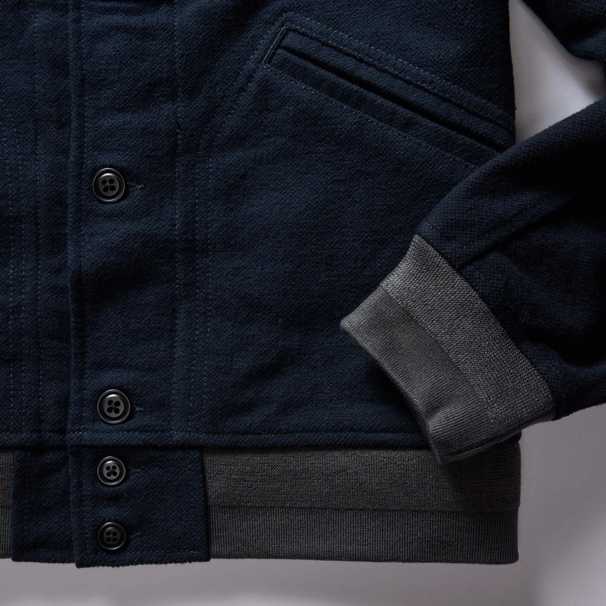 The Bomber Jacket in Dark Navy Moleskin