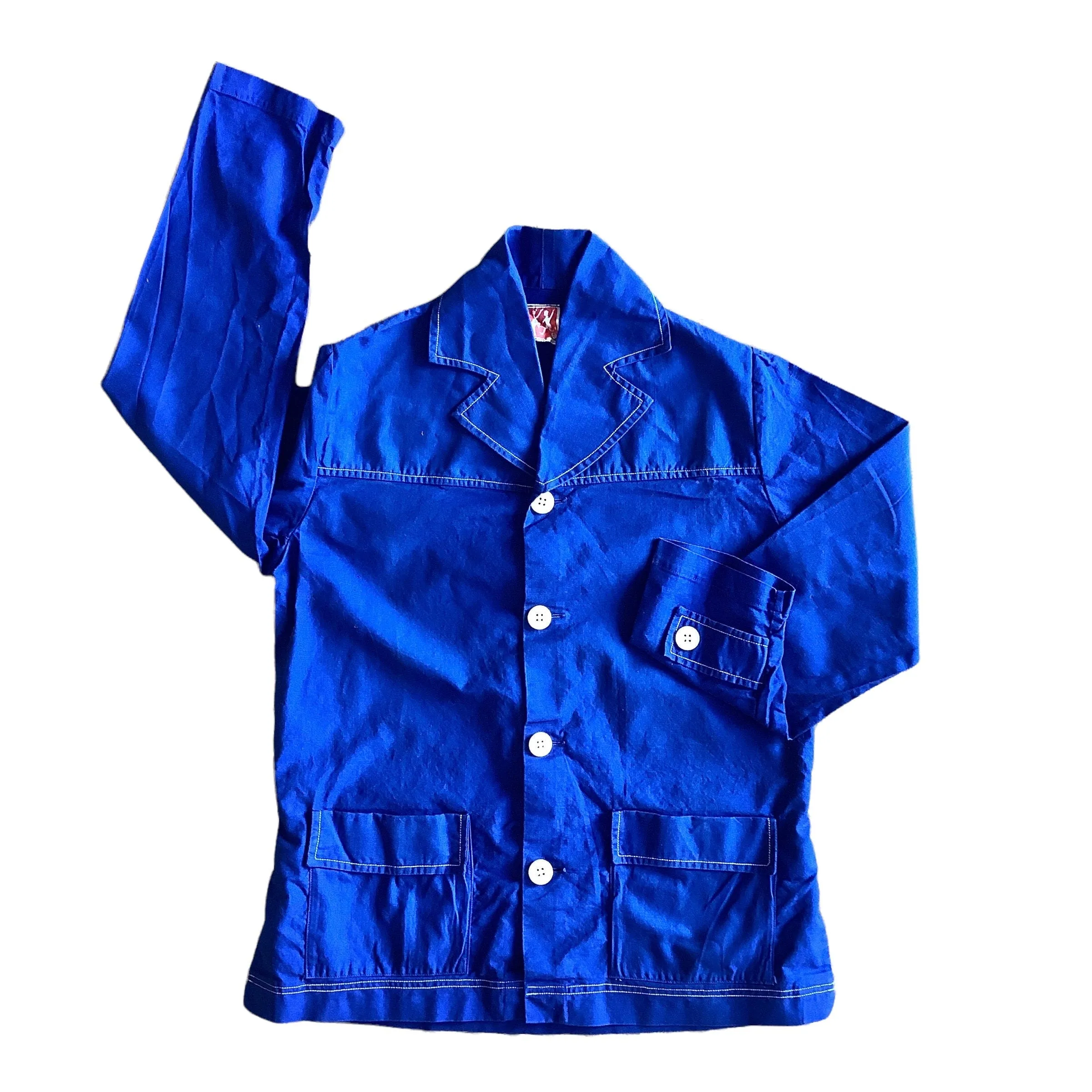 Vintage 1960s Blue Workwear Shirt/Blouse /  6-8Y