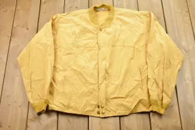 Vintage 1960s Rain Drizzle Bomber Jacket / 60s Bomber / Athletic Spring Summer Sportswear / Streetwear / Athleisure / Yellow Bomber