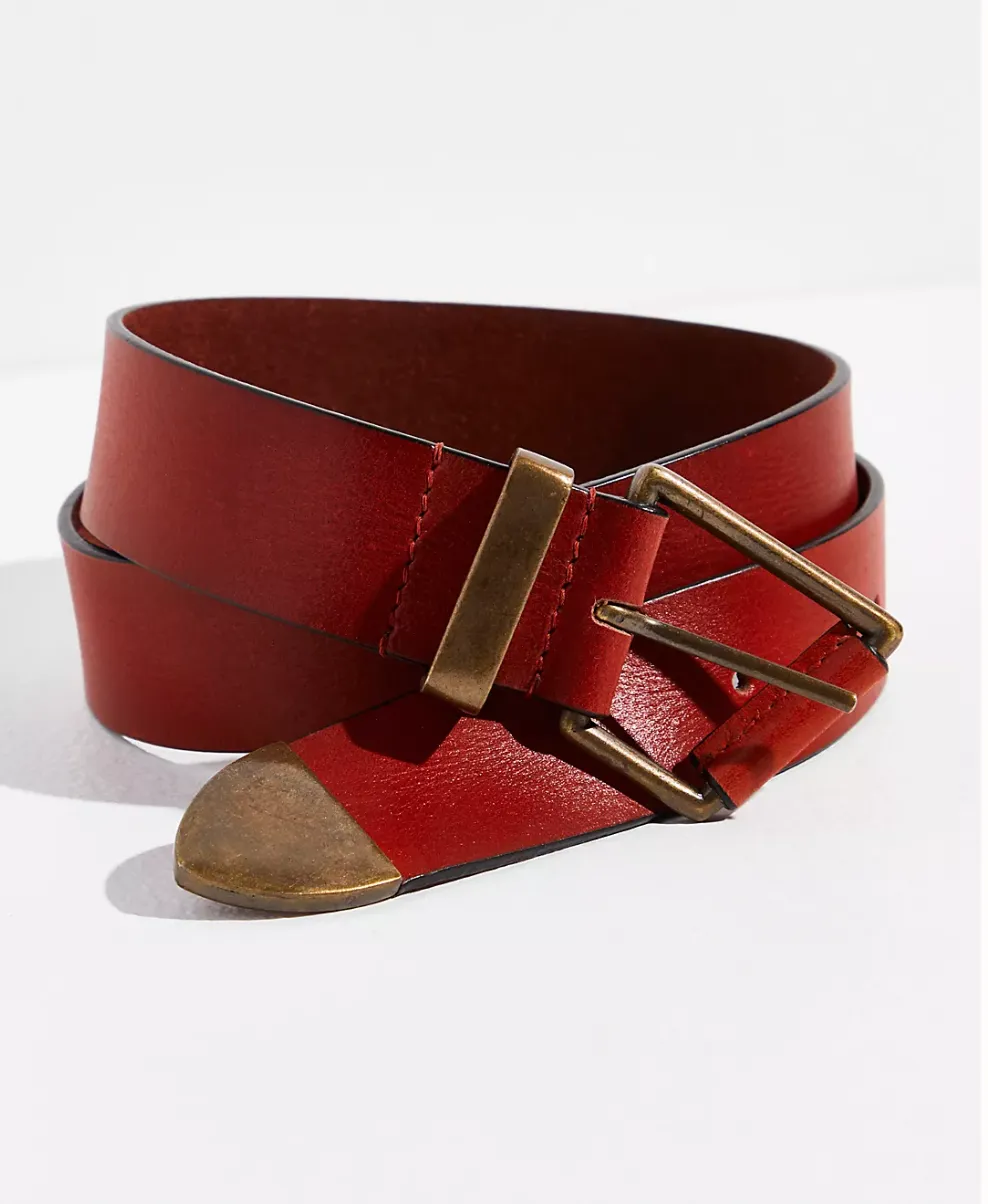 We The Free (WTF) Free People Tan Sedona Brown or Black Angled Buckle Getty Leather Belt