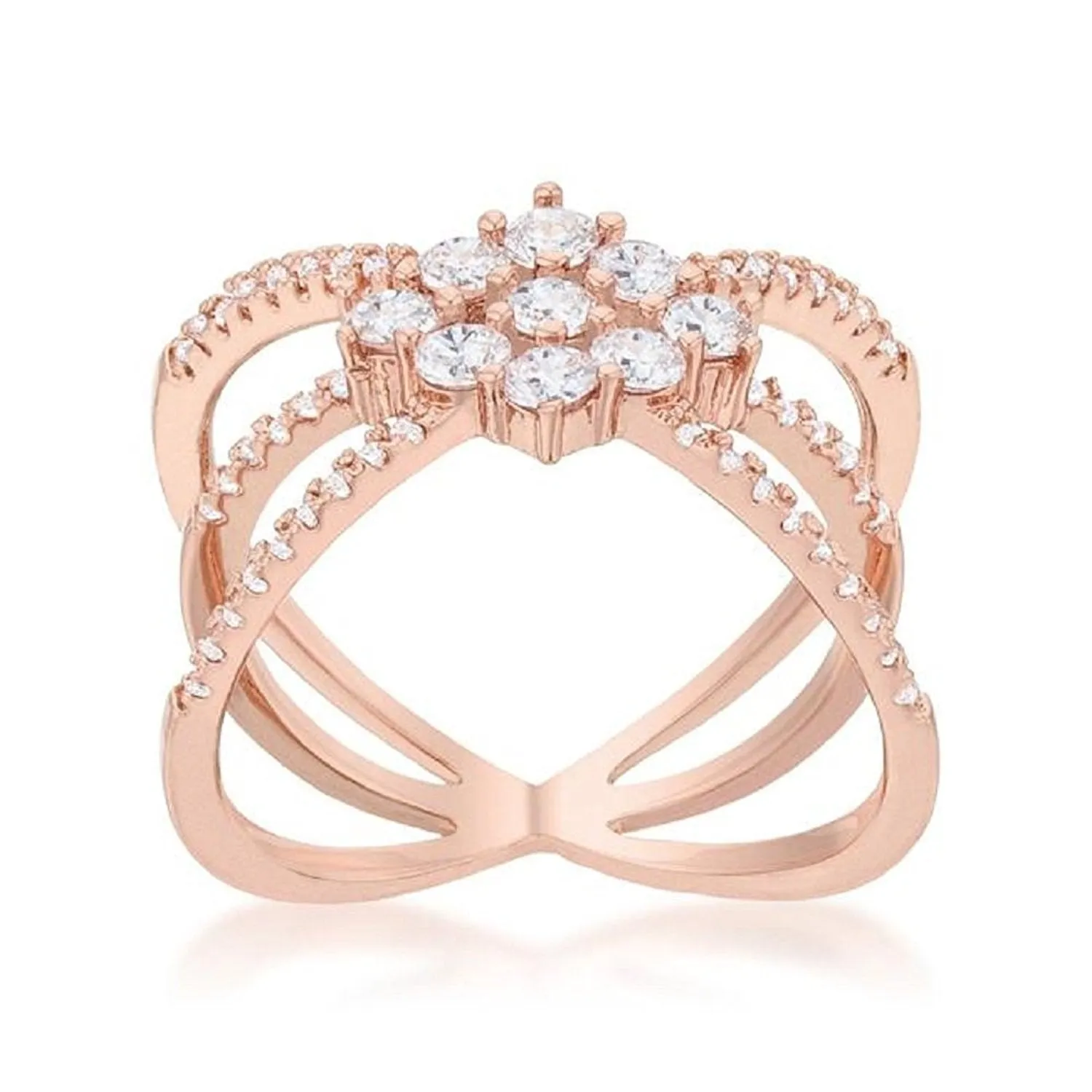 WildKlass 0.8ct CZ Rose Gold Delicate Triple Wrap Ring