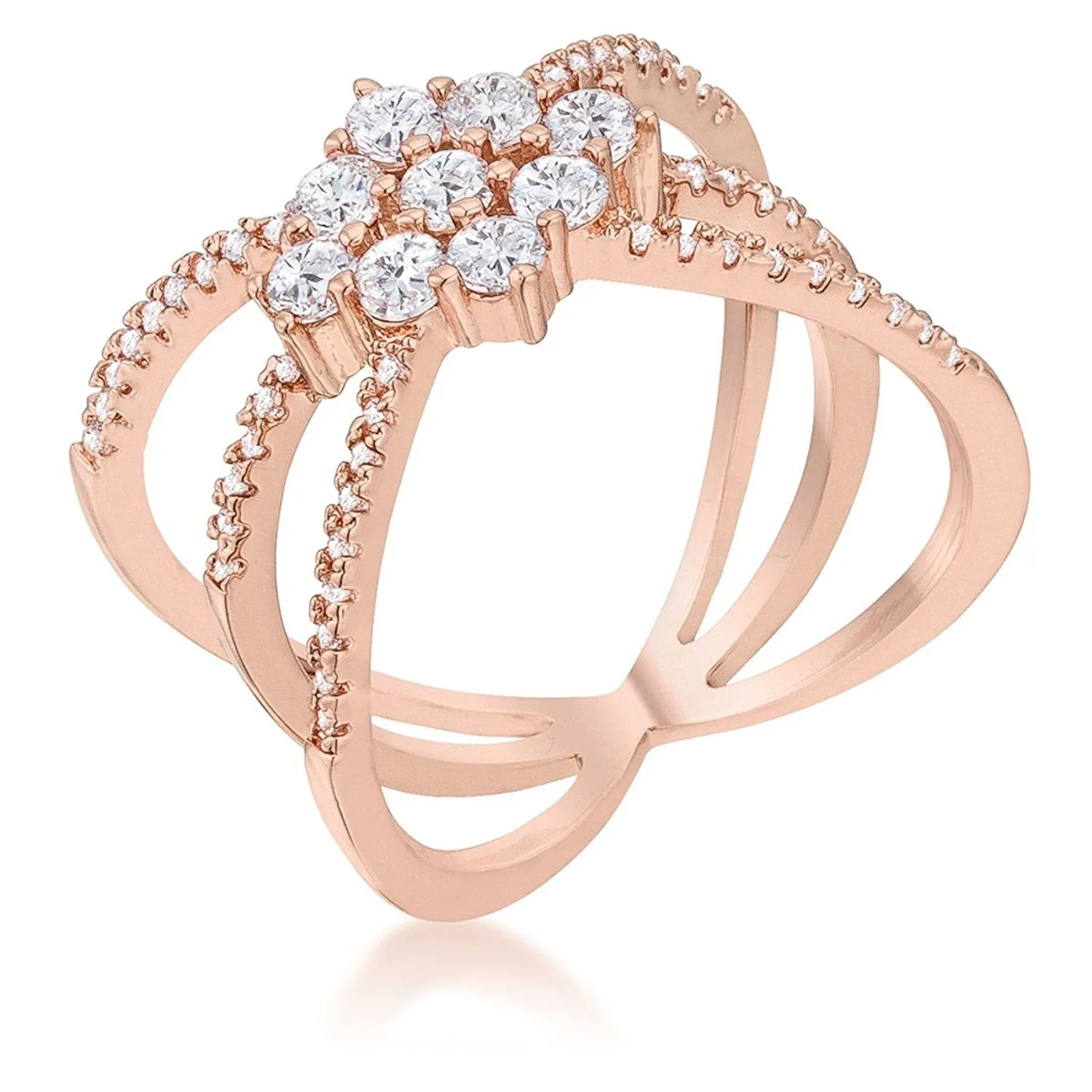 WildKlass 0.8ct CZ Rose Gold Delicate Triple Wrap Ring