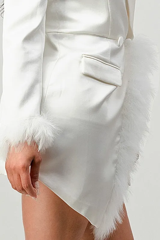 Wish You Well- All White Feathered Blazer