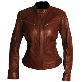 Women's café racer leather jacket