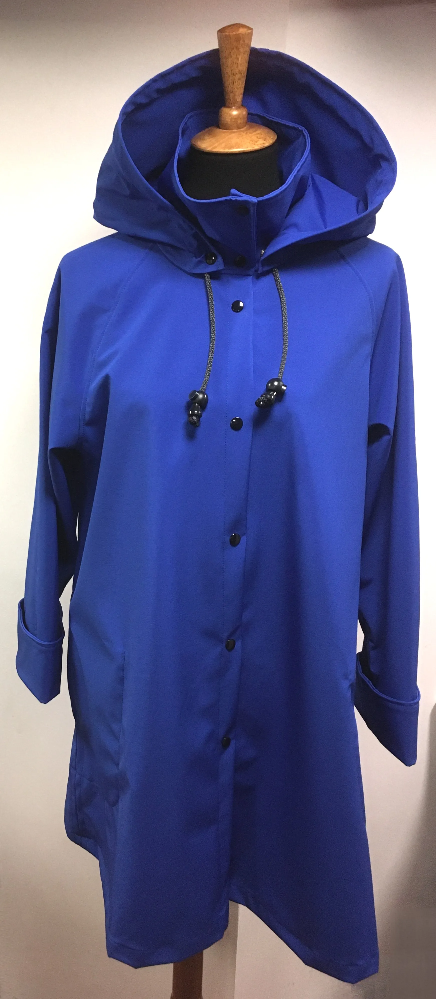 *Women's Cobalt Fleece Lined Snap Raincoat (SF0919B)